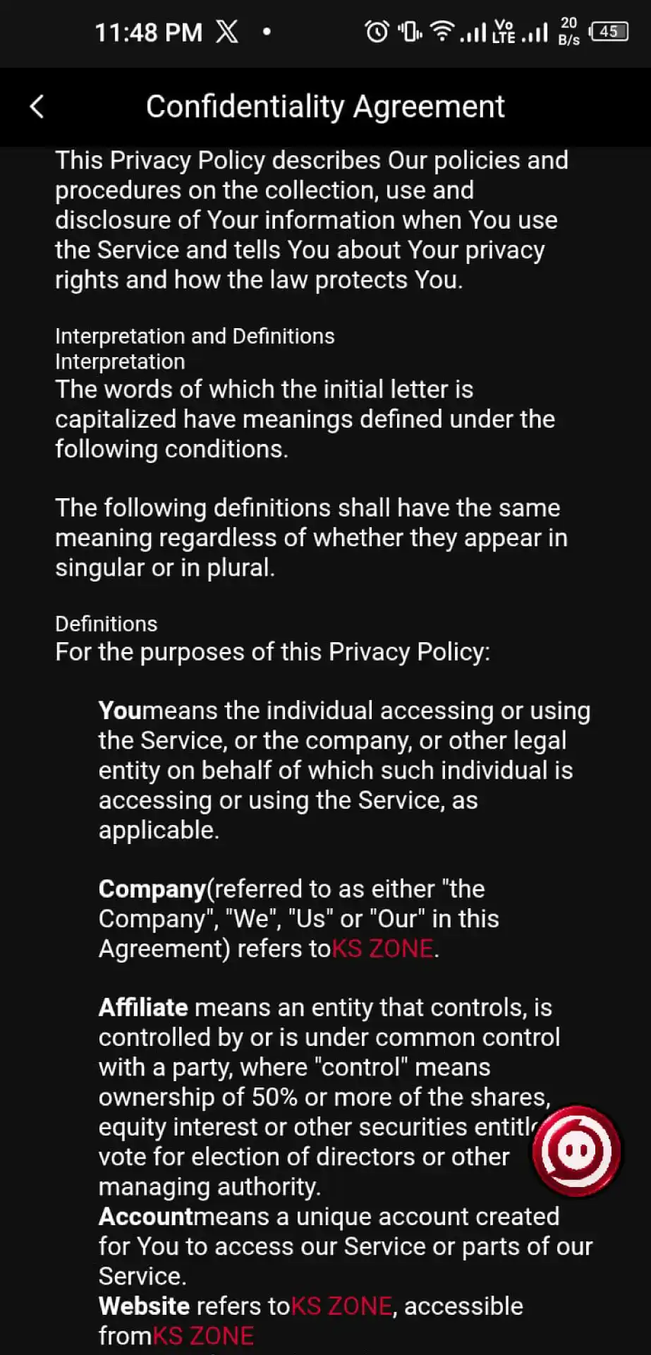KS-Zone-App-Confidential-Agreement